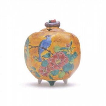 日本香堂 香炉 九角捻 吉田屋花鳥 九谷焼 79521