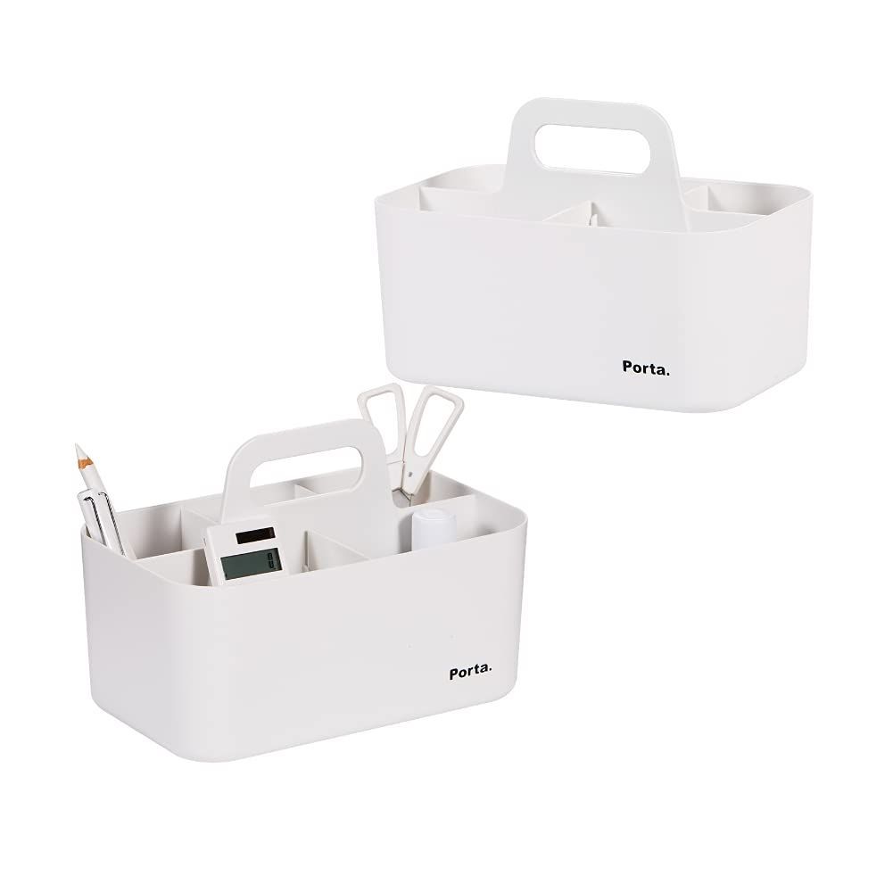 LITEM. ポルタ コンパクト 2Pセット アイボリー 収納ボックス 重ねて使える 定番 収納 小物入れ コスメ収納 収納ケース 仕切り 取っ手付き 韓国雑貨