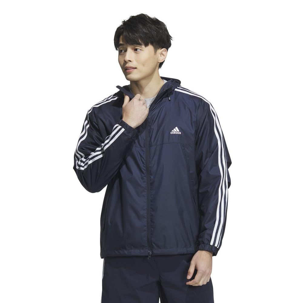 adidas アディダス M ESS 3ST ウーブンジャケット レジェンドインク XL ネイビー|ホワイト O