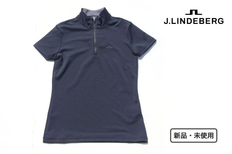 新品｜未使用｜ジェイリンドバーグ｜J.LINDEBERG｜レディース｜ハーフジップ半袖シャツ｜36｜ブラック