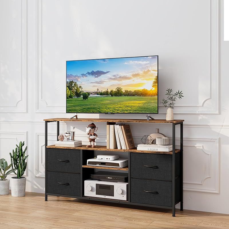 テレビ台 ハイタイプ 幅120cm 収納棚付き テレビボード 引き出し付き 50型 47型対応 組立簡単 大容量 TVラック ブラウン 最大55型対応 幅120×奥行30×高さ77.5cm 0 MARWIL-DEMENAGEMENTS_CH