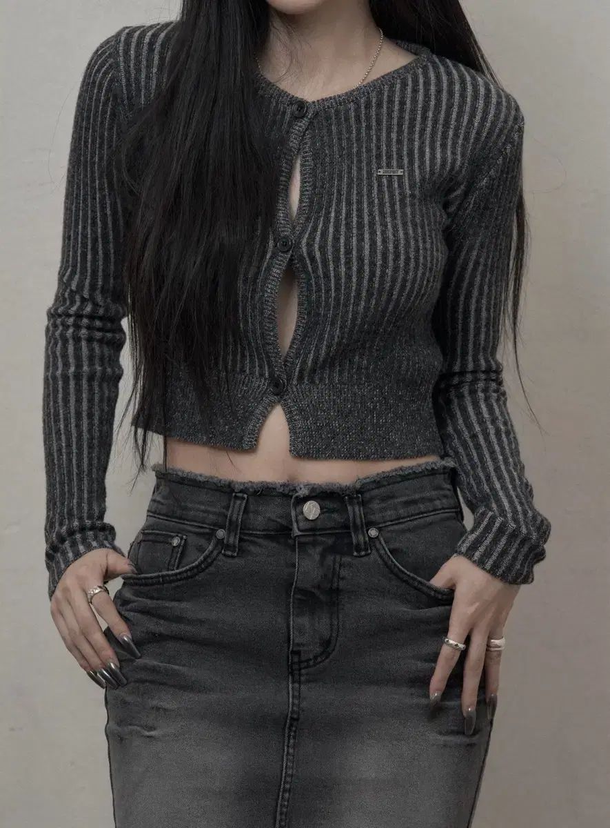 KHAKIPOINT Two ー tone Ribbed Cardigan カーディガン