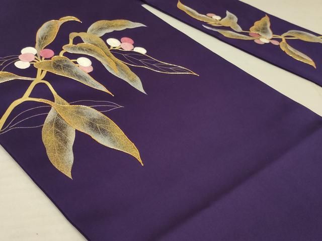 平和屋着物◎塩瀬 九寸名古屋帯 駒刺繍 南天文 金糸 金彩 正絹