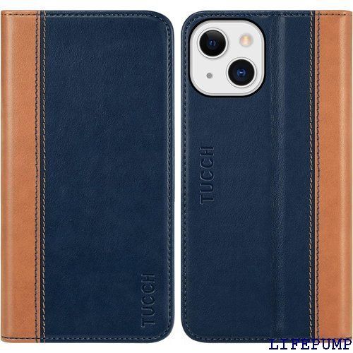 TUCCH iphone13 対応 ケース手帳型 iphone 13 ケース カード収納 高級合皮 スタンド機能 全面保護 衝撃吸収 アイフォン13 財布型 スマホケース 202発売iPhone 13 5G 6.1 インチ対応 ブラウンu0026ブルー 816