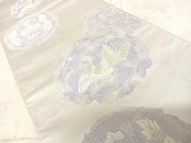 平和屋着物◎六通柄袋帯 鳳凰更紗花文 金糸 正絹 逸品