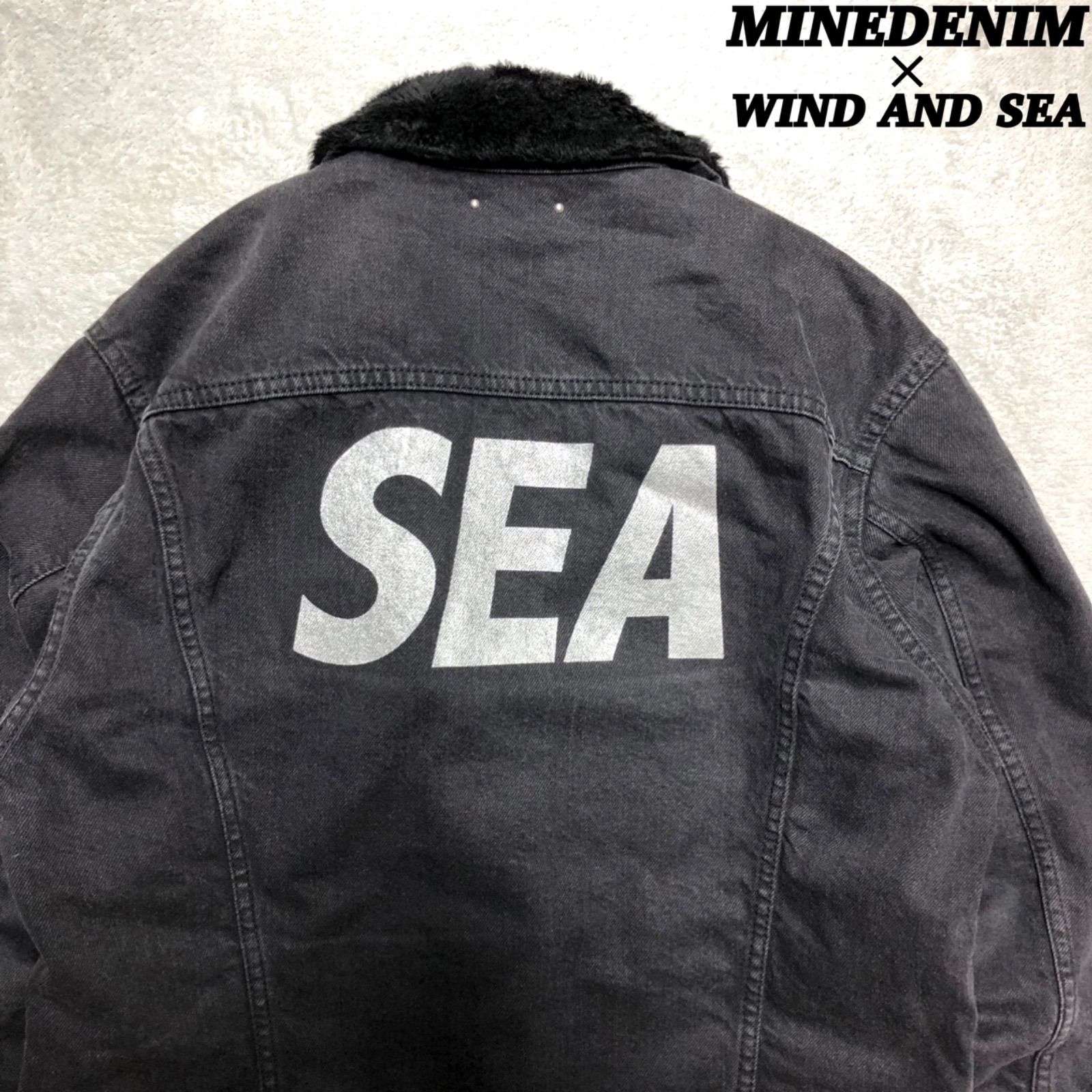 MINEDENIM × WIND AND SEA DENIM BOA GJKT デニムジャケット ボア ロゴプリント 2サイズ Gジャン トラッカー ジャケット ブラック 黒 マインデニム ウィンダンシー | Buyee, сервис закупок третьим лицом в  интернет-магазинах