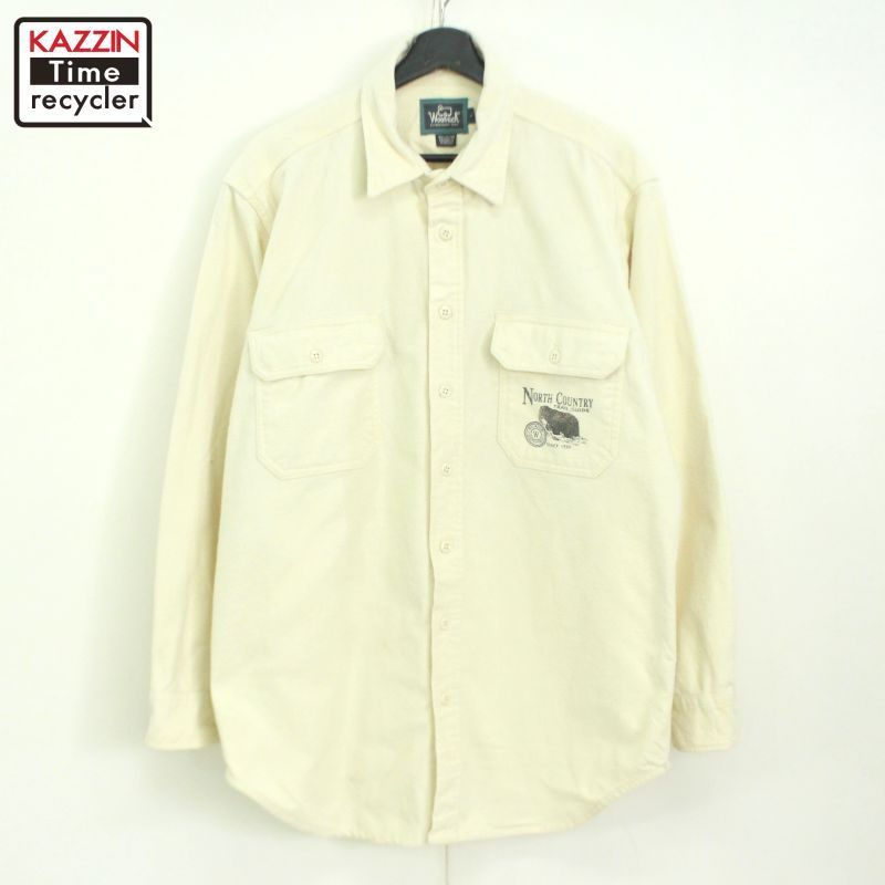 90s vintage WOOLRICH プリント シャモアクロス 長袖シャツ メンズ 表記Lサイズ