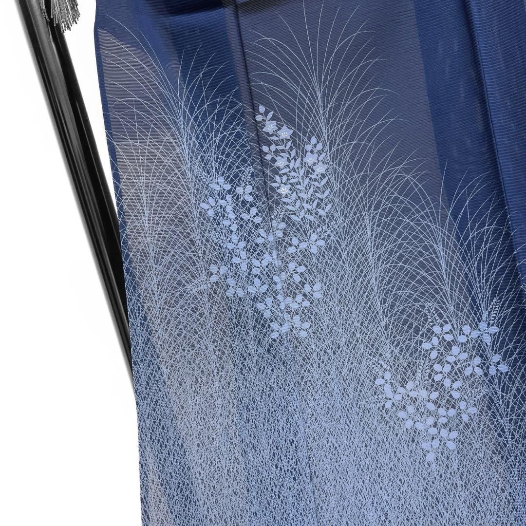 付け下げ　夏用　絽　桔梗　萩　葦　藍染　ネイビー　着物　053a d 付け下げ 夏用 絽 桔梗 萩 葦 藍染 ネイビー 着物 053a d - メルカリ