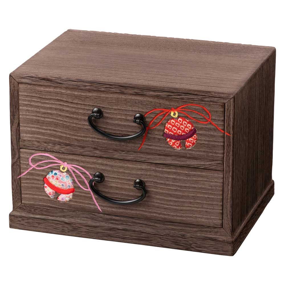 桐の収納家具 輝き二つ引き出し 鈴002 箱長の桐工芸品 Storage furniture of Paulownia Drawer chest Hakocho
