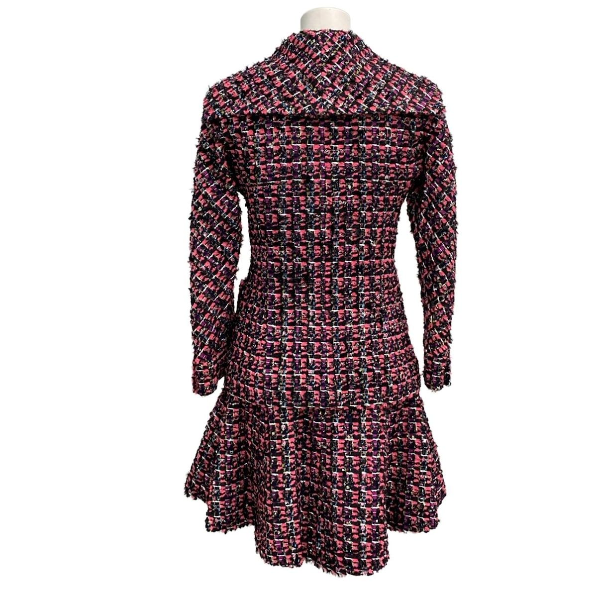 シャネル スカートスーツ サイズ36 S レディース P47135 P47023 ピンク×黒×マルチ 長袖 ツイード 秋 冬 ジップアップ ウール