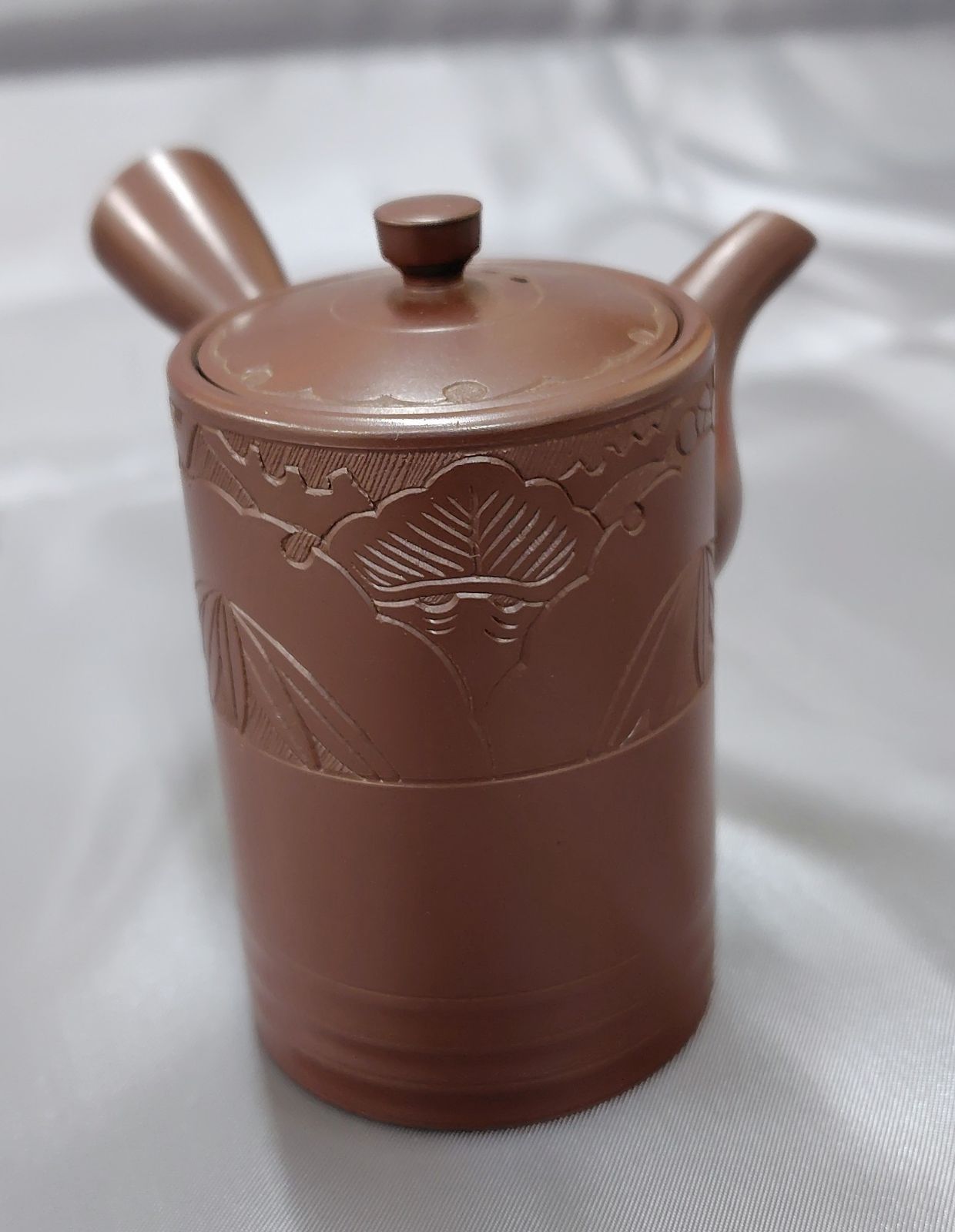 象の絵づくしの錫の茶入 茶心壺 煎茶道具 紅茶 烏龍茶 煎茶道具 鮎銅銘