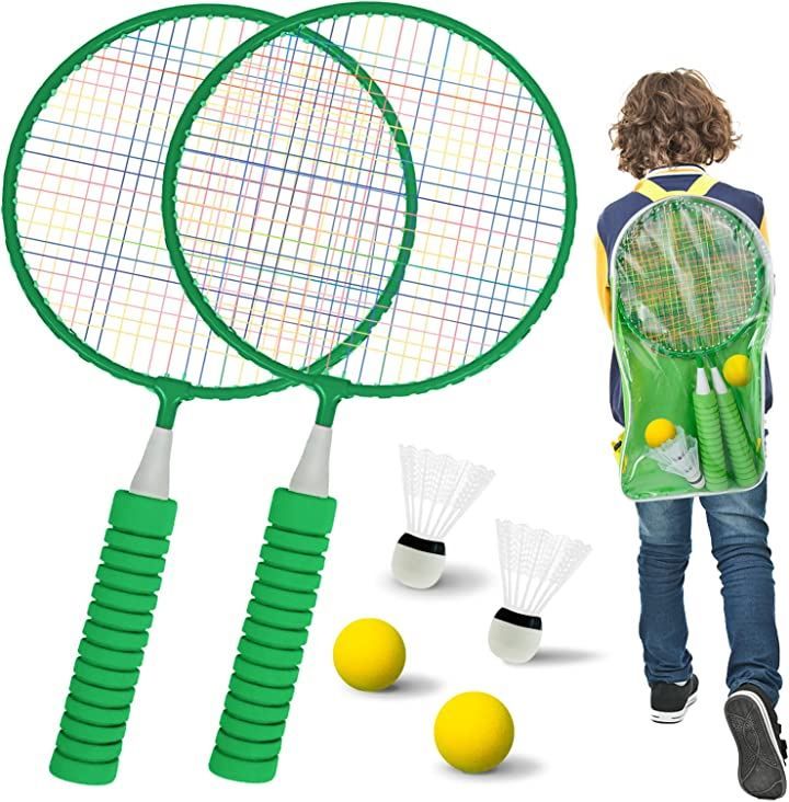 roseddy バドミントンラケット 子供 こども 親子 バトミントンセット 子供用 親子プレイ( グリーン)