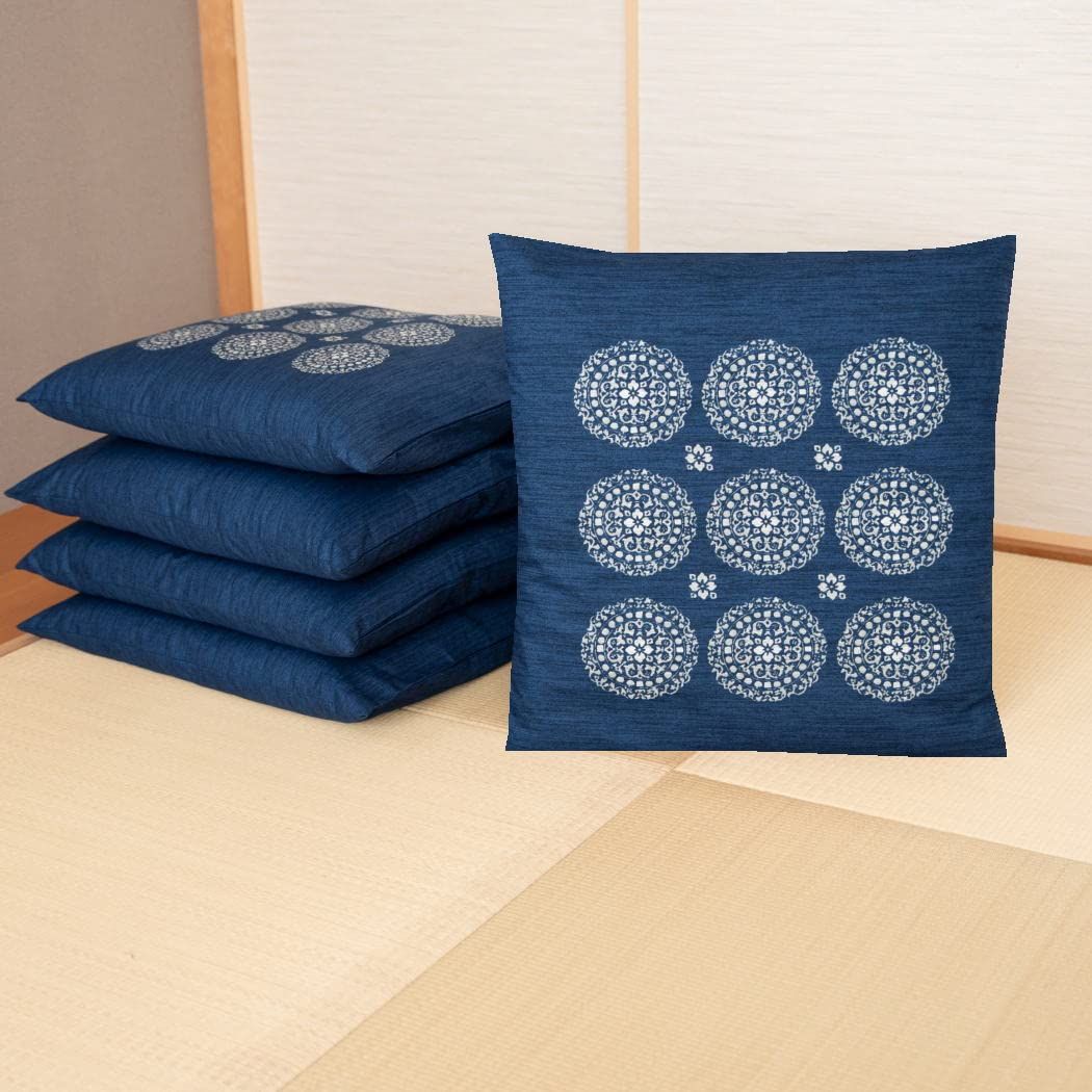 【迅速発送】HAPPY SINGU RABO 【 日本製 】 座布団カバー 綿100％ 王朝 ざぶとん カバー 三河産 【縦横均等柄だから整理整頓しやすく並べやすい】 和室 洋室 来客用 普段使い 業務用 飲食店 業務