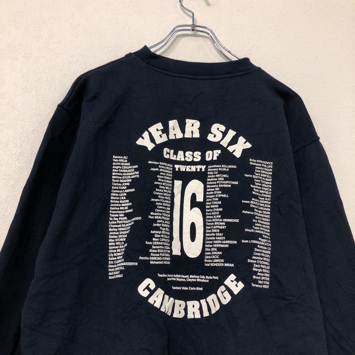 PSW QUALITY APPAREL プリント スウェット トレーナー S ネイビー 