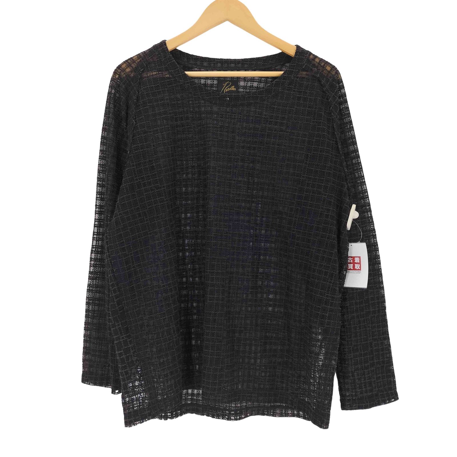 ニードルズ Needles  L/S U neckTee Nylon tulle Plaid Emb メンズ JPN：L 