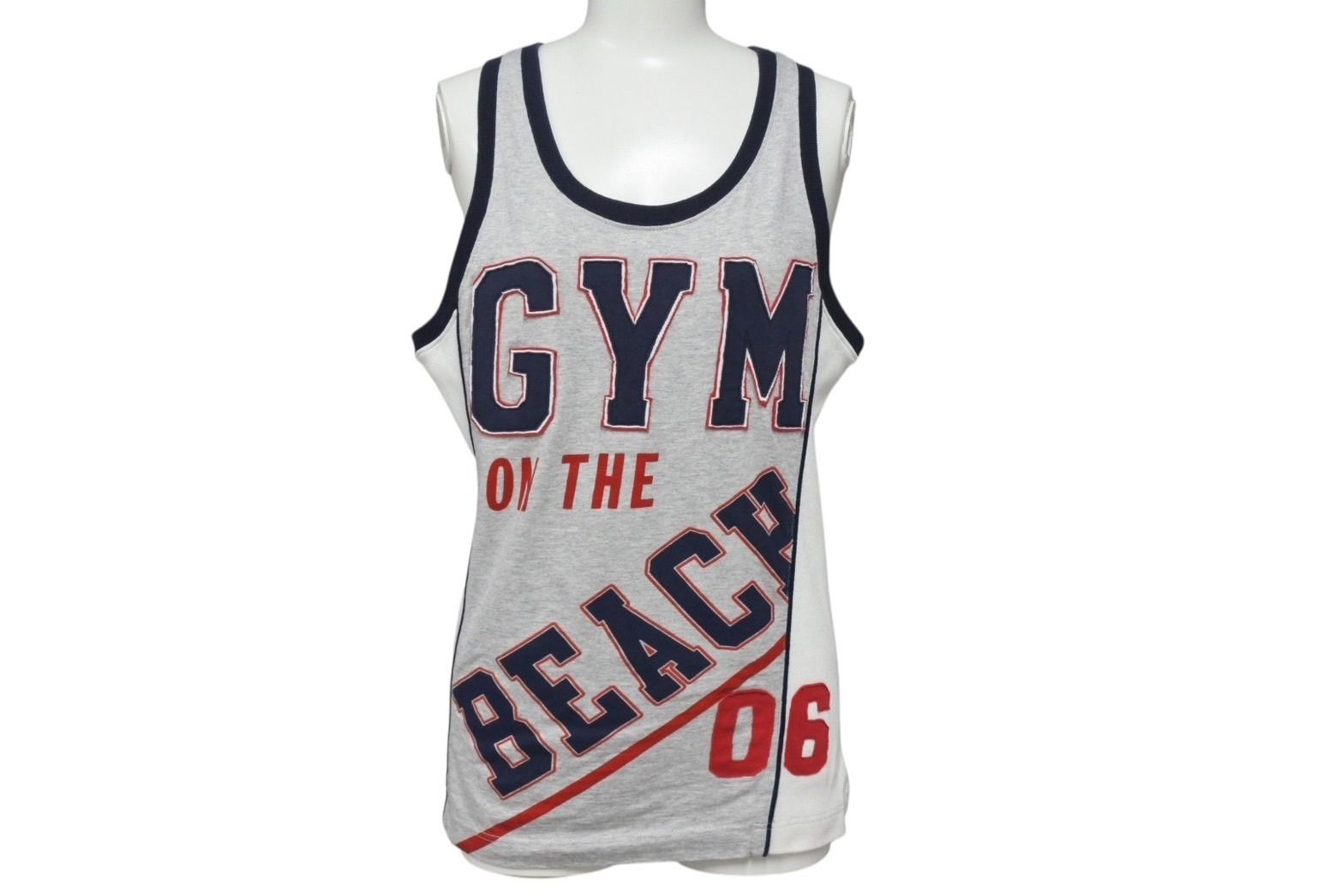 Dolce-Gabbana ドルチェ-ガッバーナ 1970’s Gym on the Beach 切り返し パッチワーク タンクトップ メンズ サイズ M グレー トリコ 4b002131