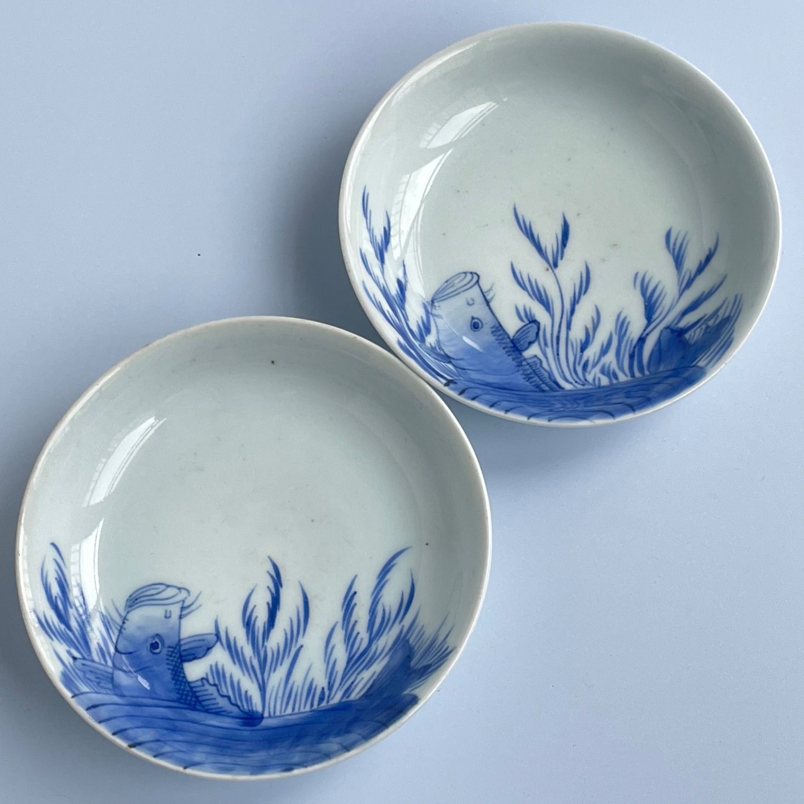 116 染付 古伊万里 鯉図 骨董 アンティーク 小皿 5枚セット - メルカリ