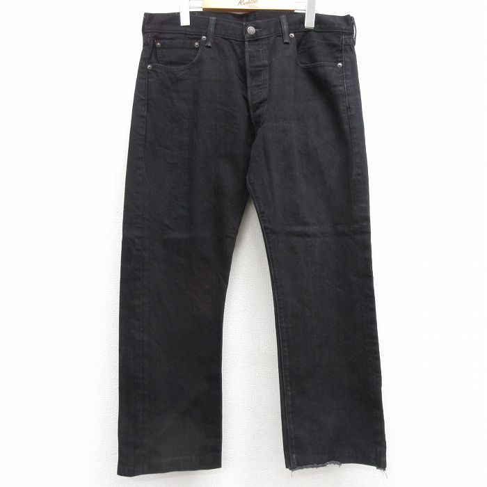 W36/古着 ジーンズ Levis リーバイス 501 メンズ コットン 黒 ブラック デニム 25feb05 中古 ボトムス ジーパン Gパン ロング パンツ