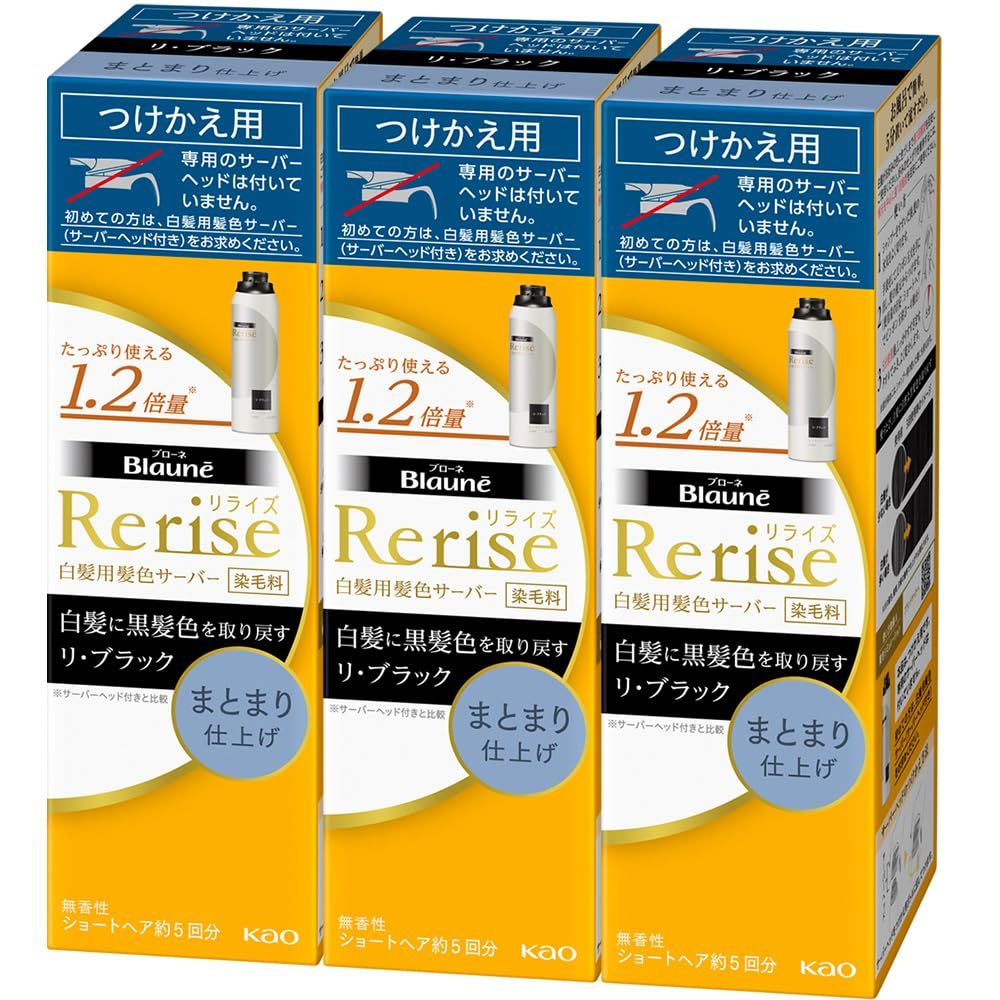 リライズ 3点セット 白髪用髪色サーバー リ ブラック 自然な黒さ まとまり仕上げ つけかえ190ｇ×3個 まとまり 190g×3個