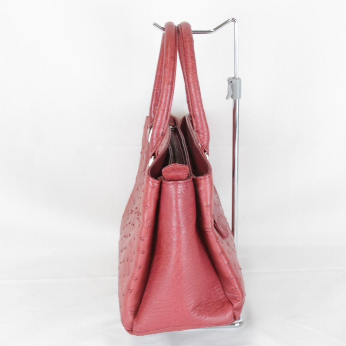 美品『USED』 ハンドバッグ オーストリッチ レッド エキゾチック