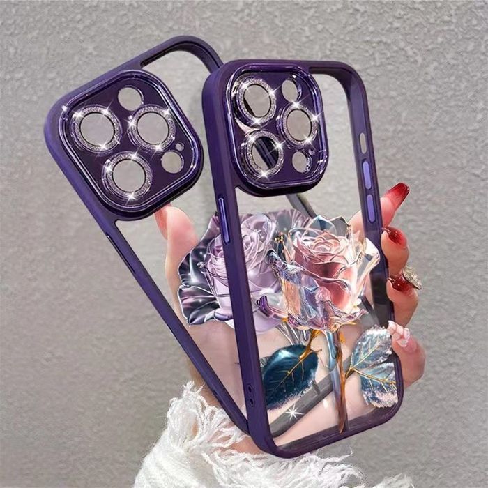 iphone16 スマホケース アイフォンケース 花 ローズ付き ケース