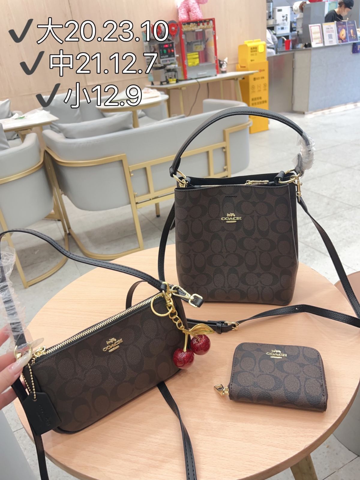 TOP New 2025 高品質3点セット - Coach バケットバッグ チェリーマージャンバッグ 財布 特別割引 |
