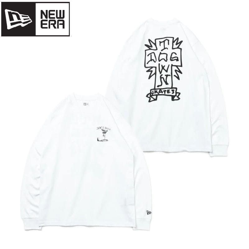 新品 メンズ ニューエラ NEWERA 長袖 Tシャツ 長袖Tシャツ コラボ ドッグタウン DOG TOWN クロス カットソー ロンT バックプリント レディース ユニセックス 白 ホワイト