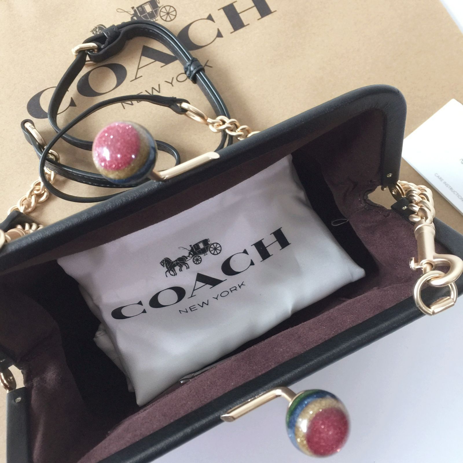 新品】 COACH コーチバッグ CE617 ブラウンブラックマルチ チェーン  