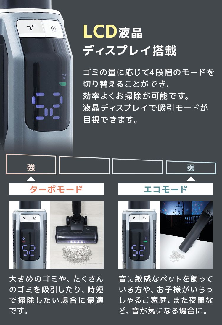 掃除機 コードレス サイクロン 18000pa 強力吸引 多重濾過 排気キレイ
