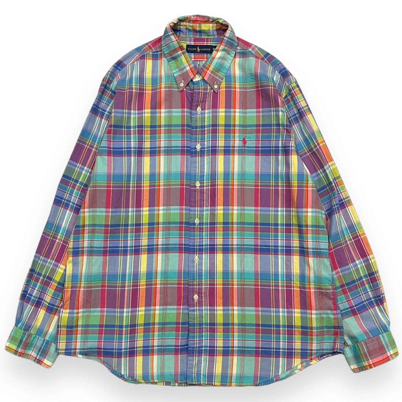 中古品】RALPH LAUREN ラルフローレン 長袖 マドラス チェック ボタン 