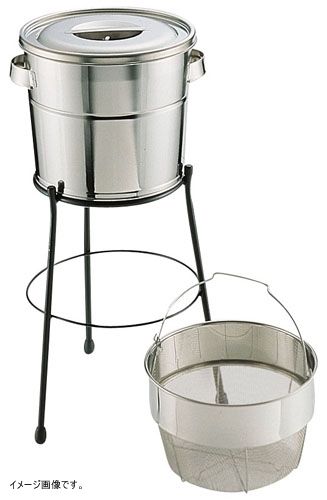 18-8 バケット- スタンド式 １３Ｌ 丸型洗いカゴ式 細目