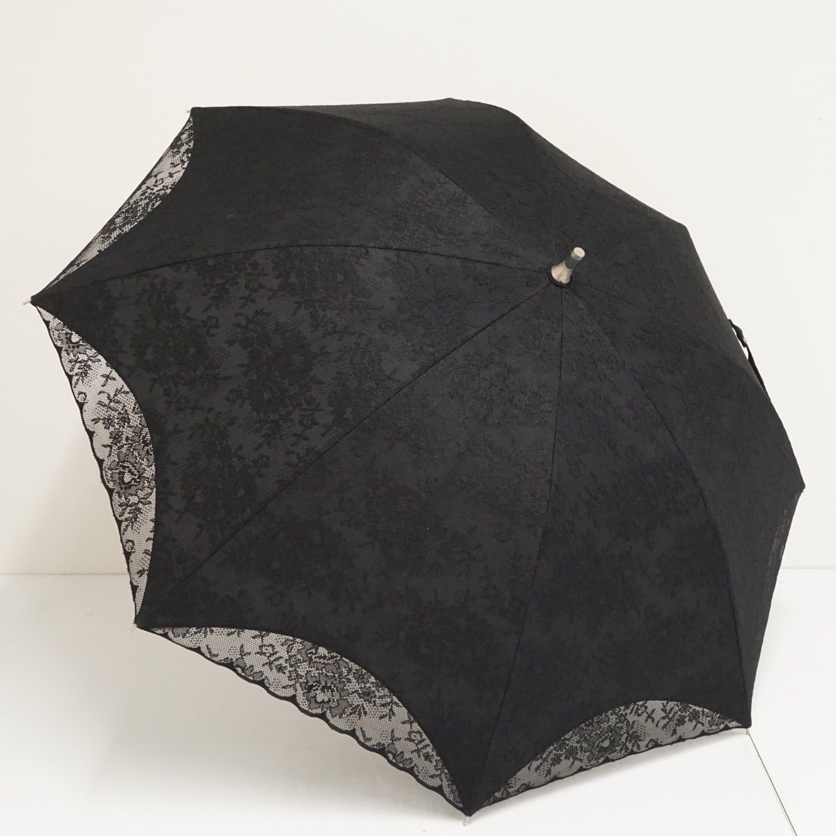 日傘 ブロンズ USED美品 フラワー レース 黒 ブラック×ブラック