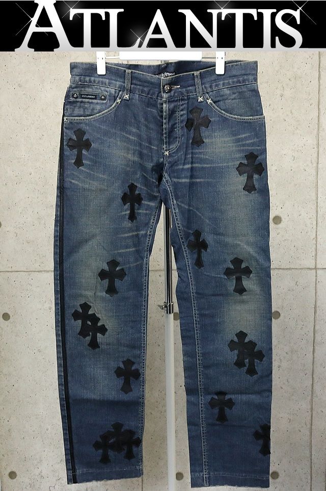 CHROME HEARTS 銀座店 クロムハーツ ドルチェ＆ガッバーナ クロスパッチ デニムパンツ size:M~L程度 ブルー系 94207