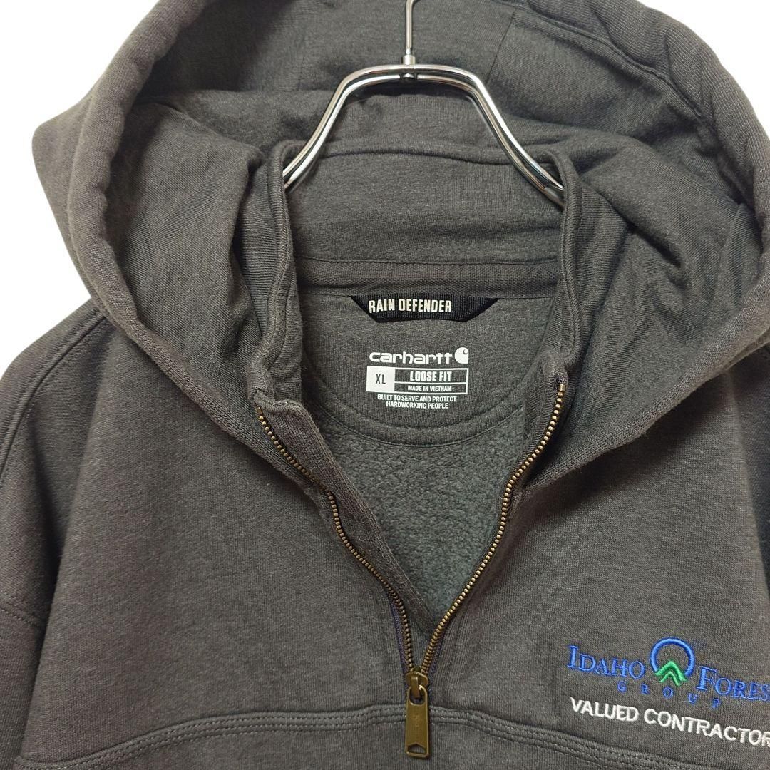 Carhartt】企業ロゴ刺繍 ハーフジップ スウェットパーカー A-3989