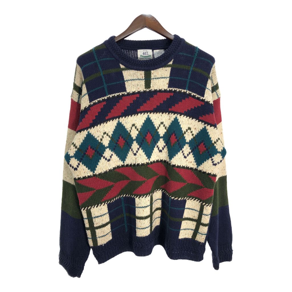 90年代 VAN HEUSEN ヴァン ヒューゼン コットン リネン セーター 総柄  