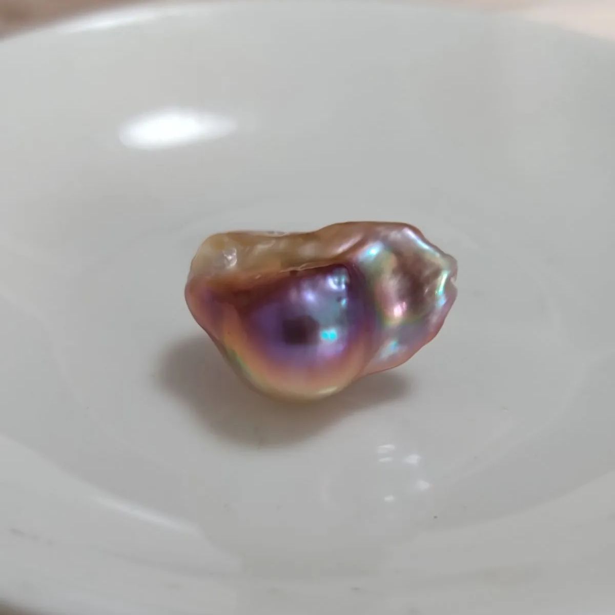 美品 本真珠 淡水バロックパール ルース 無穴 マルチカラー 鏡面テリ 