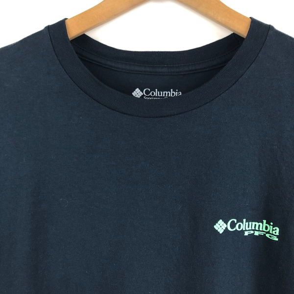 【古着】 Columbia コロンビア Tシャツ PFG バックプリント ブラックバス フィッシング ネイビー系 メンズM 【中古】 n056210