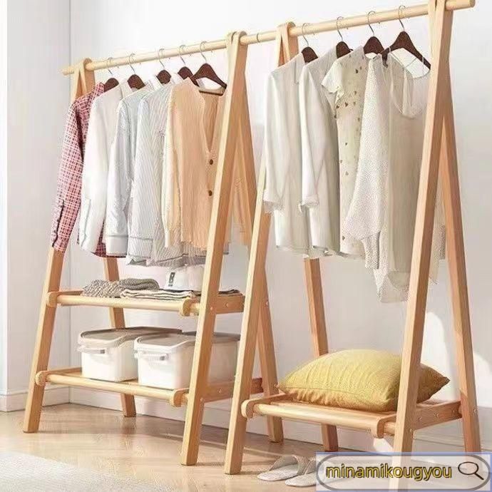 ハンガーラック スリム 頑丈 おしゃれ 木製 diy 棚付き パイプハンガー 洋服掛けラック 白 省スペース 収納 北欧 制服 シンプル かわいい