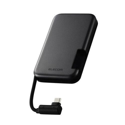 4営業日で発送 ELECOM エレコム 外付けSSD ポータブル USB3.2 Gen2 Type-C ケーブル一体型 500GB ブラック ESD-EPB0500GBK