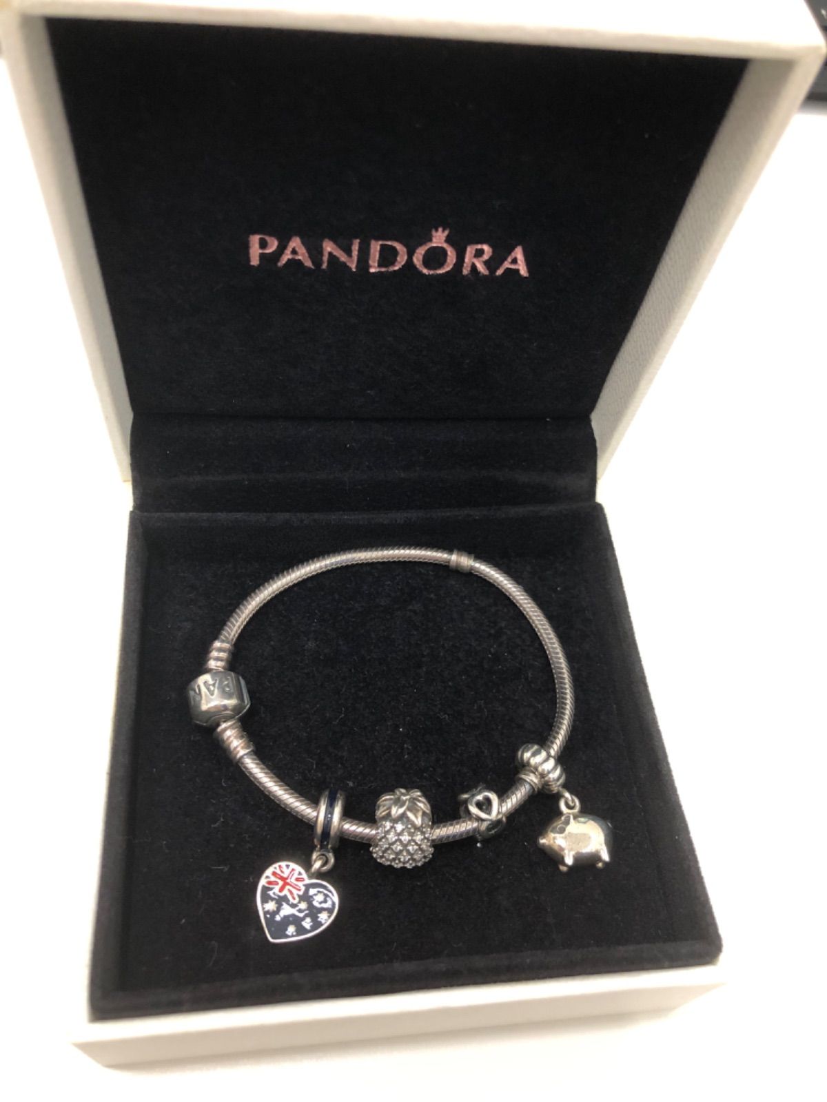 PANDORA シルバー チャームブレスレット〔チャーム4個付き〕 Pandora パンドラ チャーム4個付き シルバー ブレスレット
