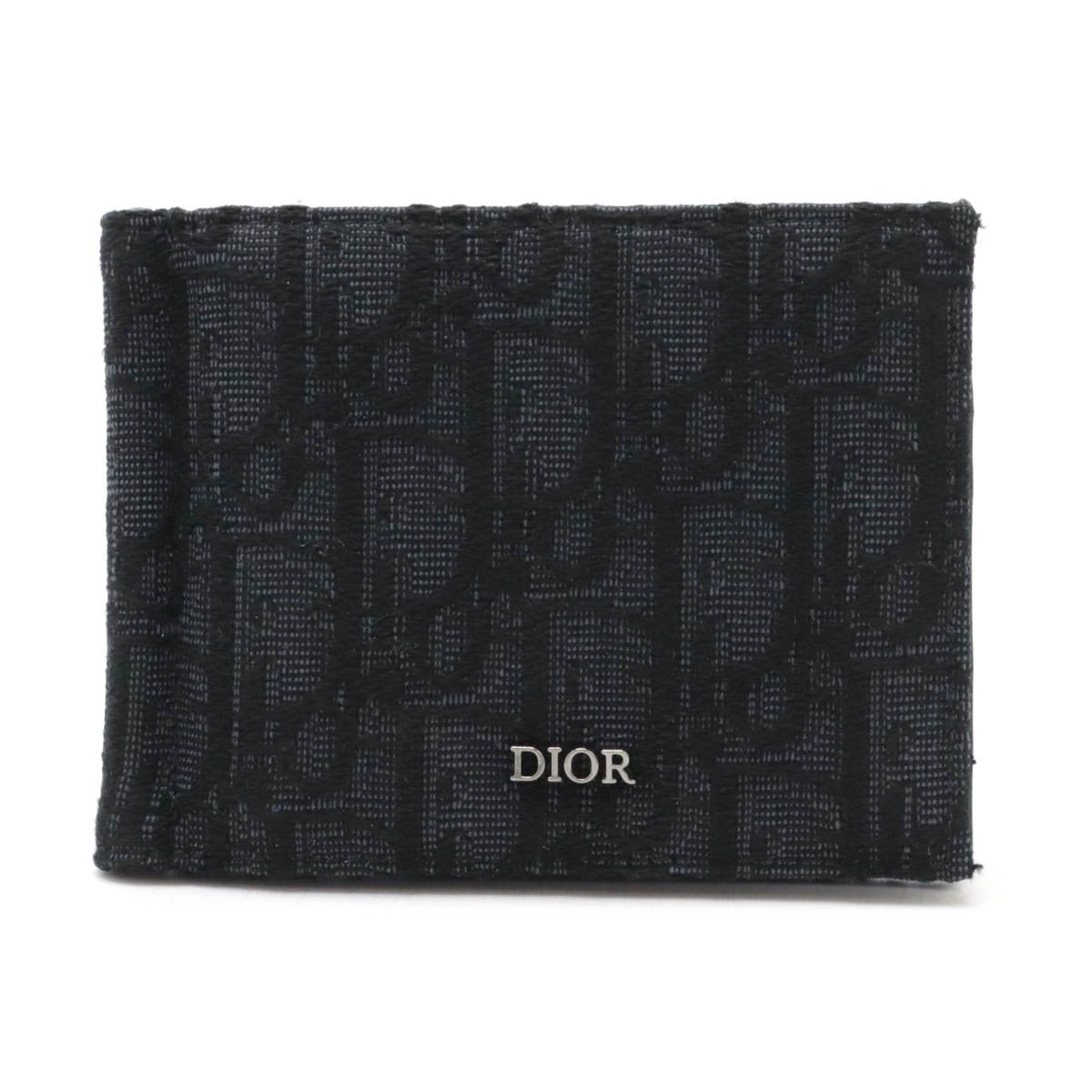 Christian Dior クリスチャン ディオール オブリーク 2つ折り財布 二つ折り札入れ マネークリップ ジャガード ブラック ダークグレー 2ESBH069YSE