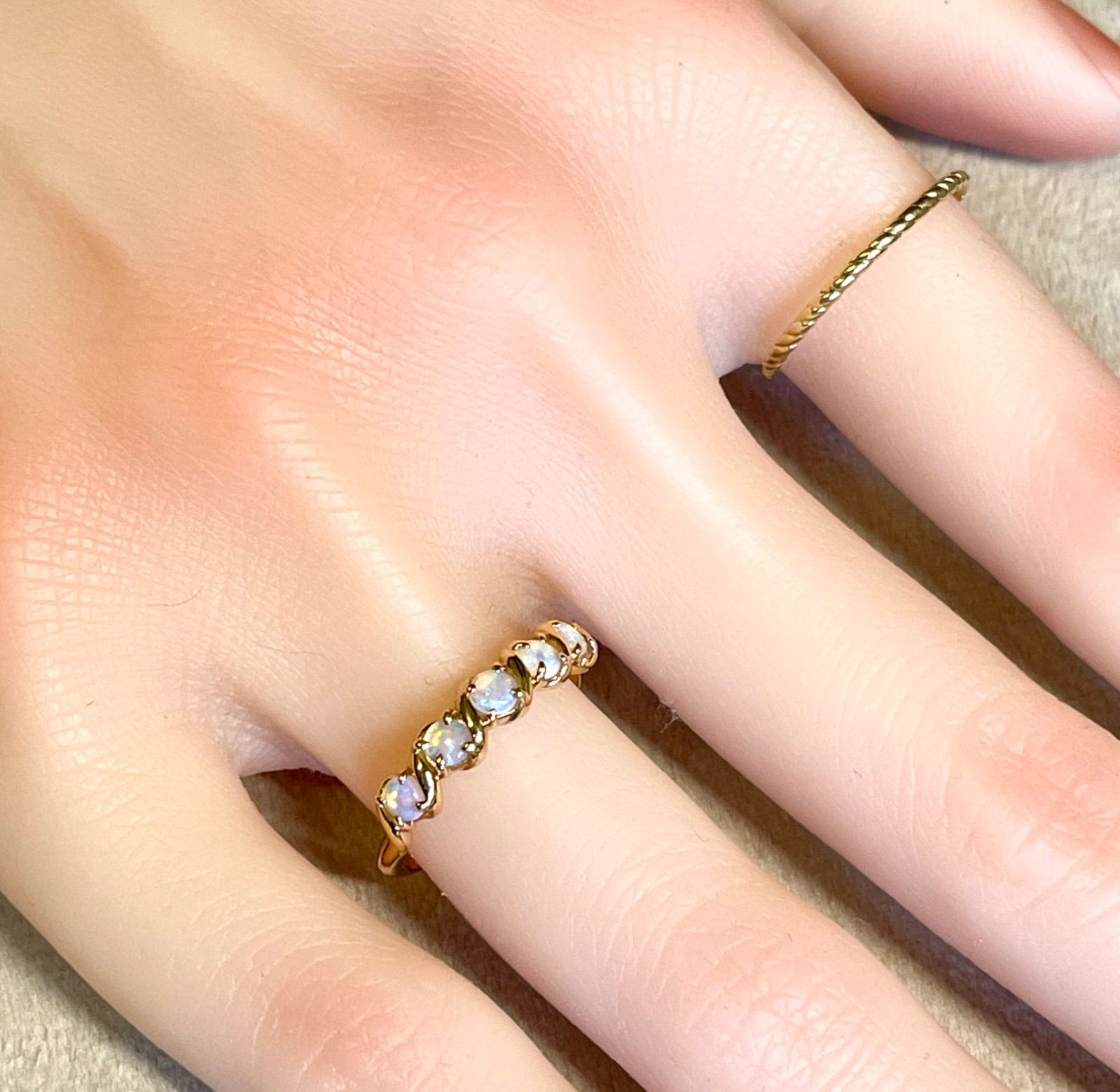 4°C◇K18YG*11号*オパールリング*イエローゴールド*指輪