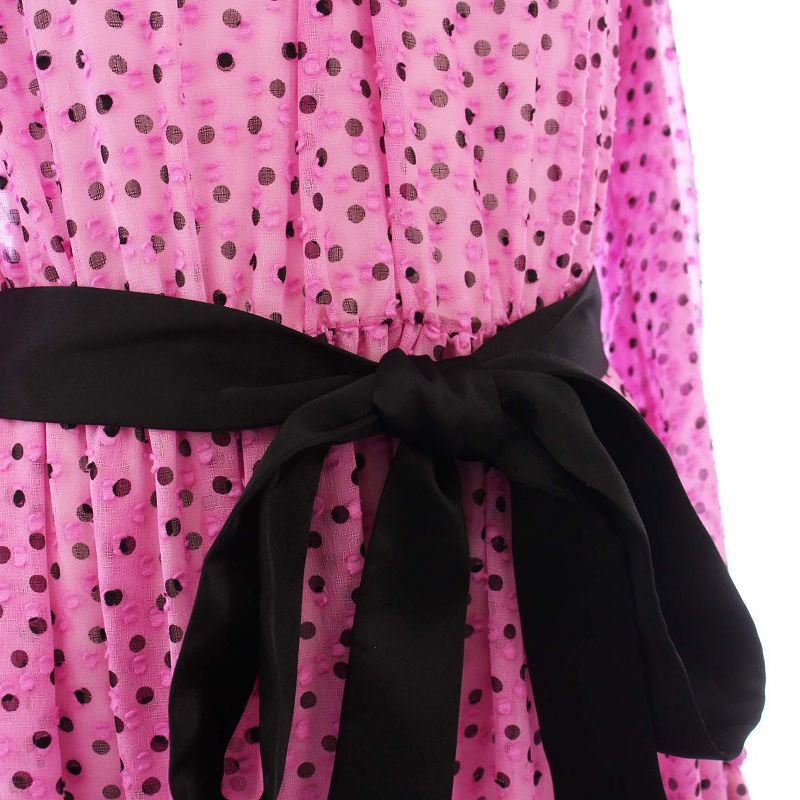 コルコバード CORCOVADO ワンピース 長袖 ロング ドット シアー 襟付き