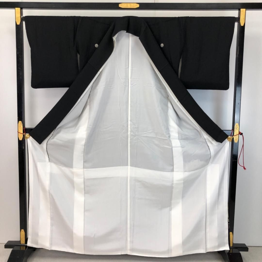 黒留袖 扇子に花模様 飛翔鶴 青海波 組紐 金駒刺繍 K-5332