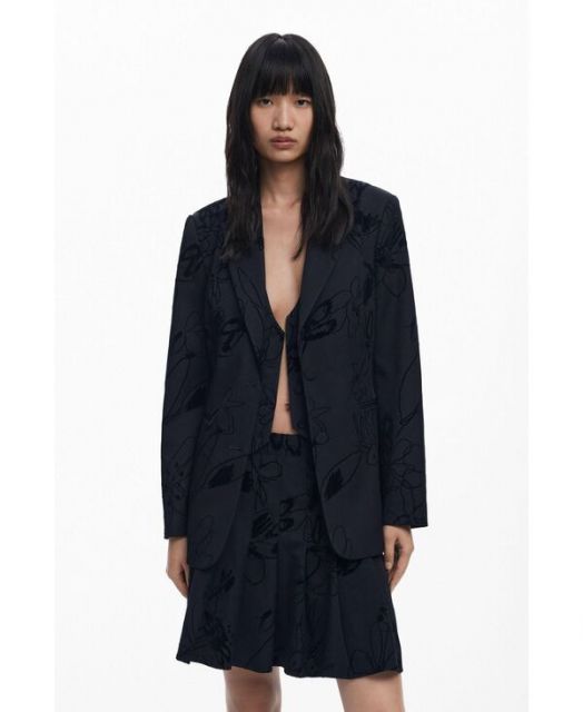 送料無料 デジグアル レディース ジャケット ブルゾン アウター Women s Blazer with velvet details Black