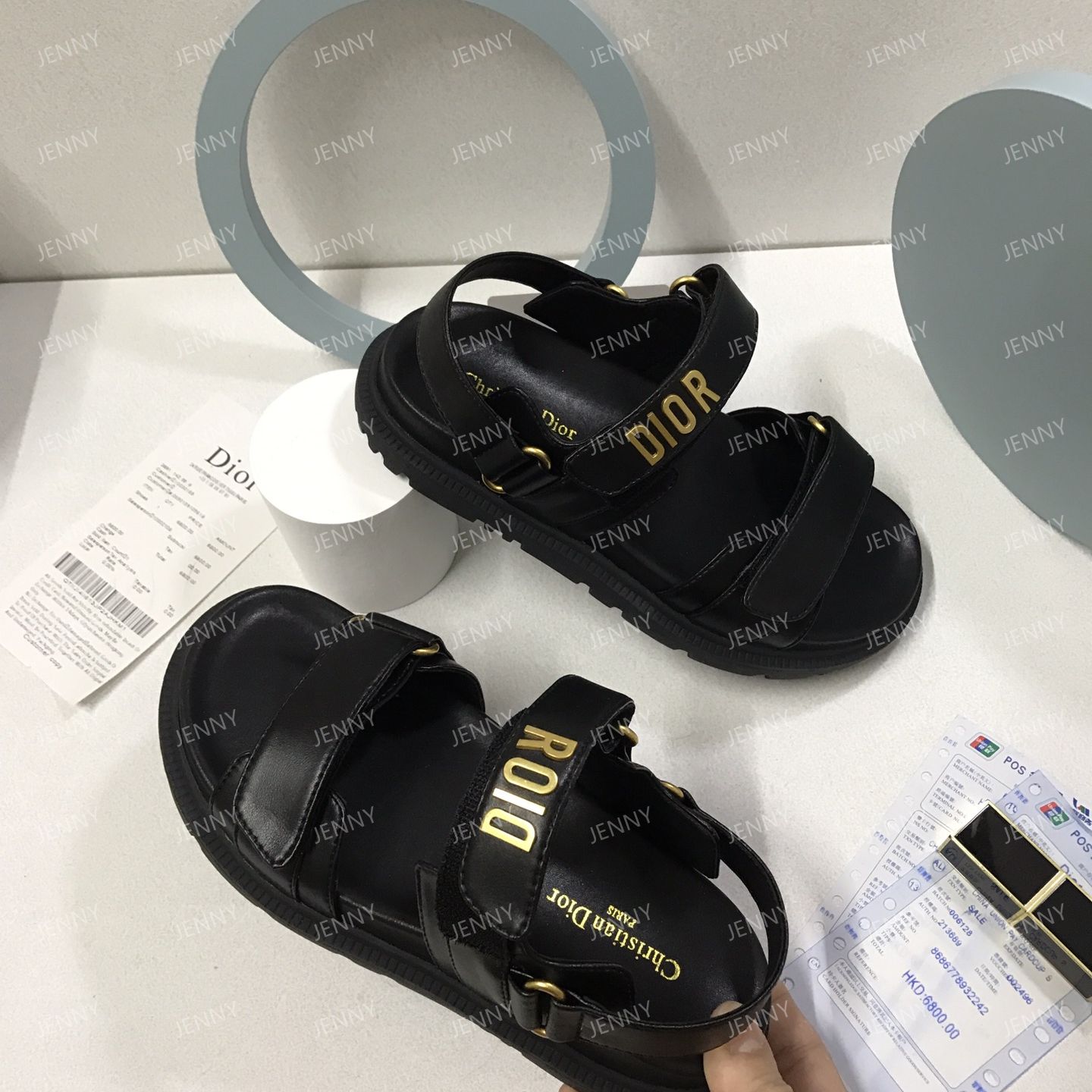 Dior ベルクロストラップ サンダル ブラック - メルカリ