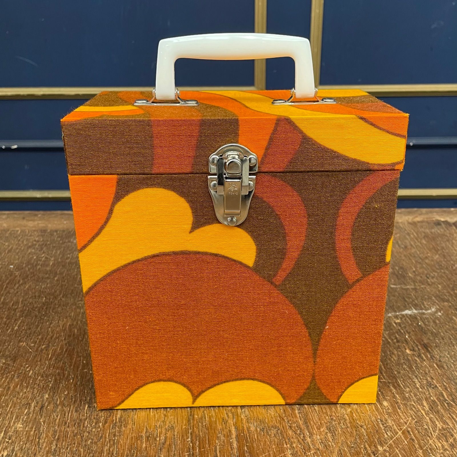 jewel trash×fab chic EP 7インチ レコードケース ハンドルホワイト 収納ボックス キャリーバッグ モッズ 昭和 レトロ DJ 60年代 70年代