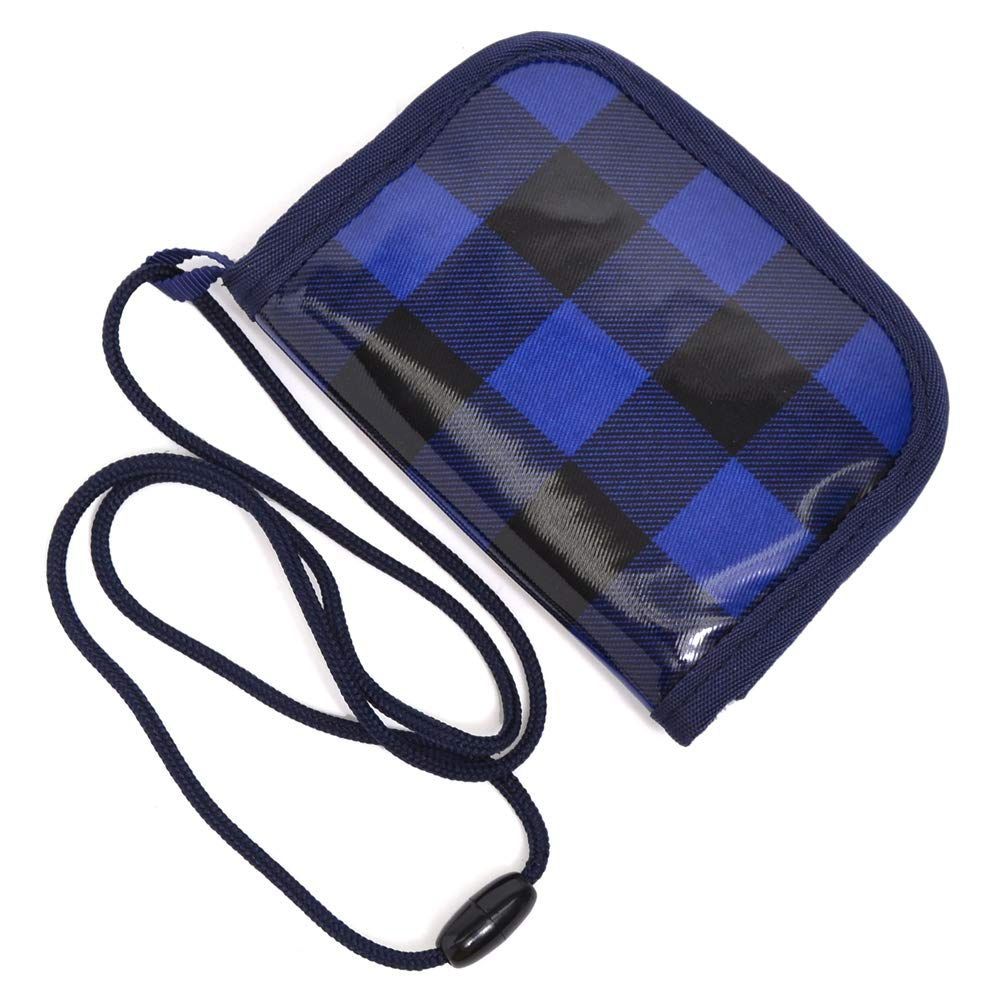 在庫処分】男の子 子ども 首掛け 小銭入れ コインケース 財布 ファスナー バッファローチェック・ブルー カラフル