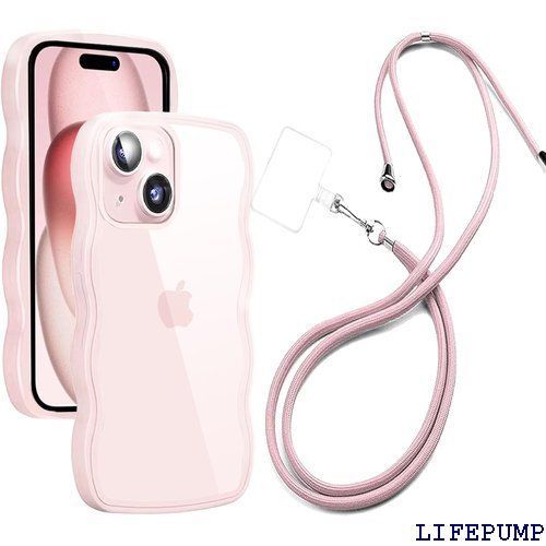 iPhone 13 ケース クリア ショルダー 全面保護 人気 韓国 かわいい iPhone13 カバー 透明 アイフォン 13 スマホケース 薄型 軽量 首かけ 肩掛け 縄掛けケース ストラップ付き 長さ調整可能 落下防止 Qi ワイヤ 応 ピンク 1947