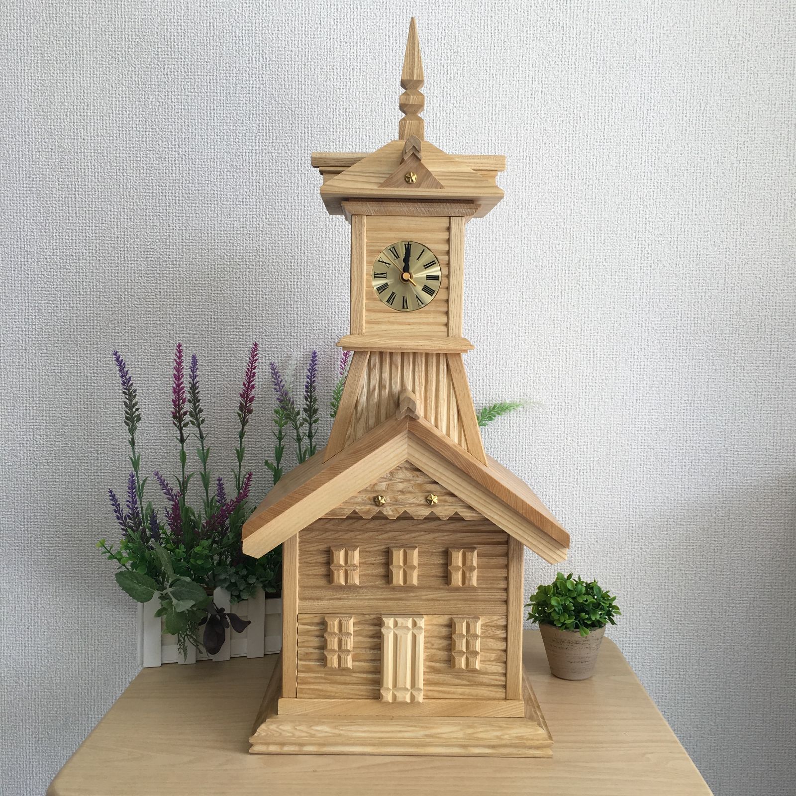 【箱付き】札幌 大きな時計台オブジェ オルゴール 時計付き 木製